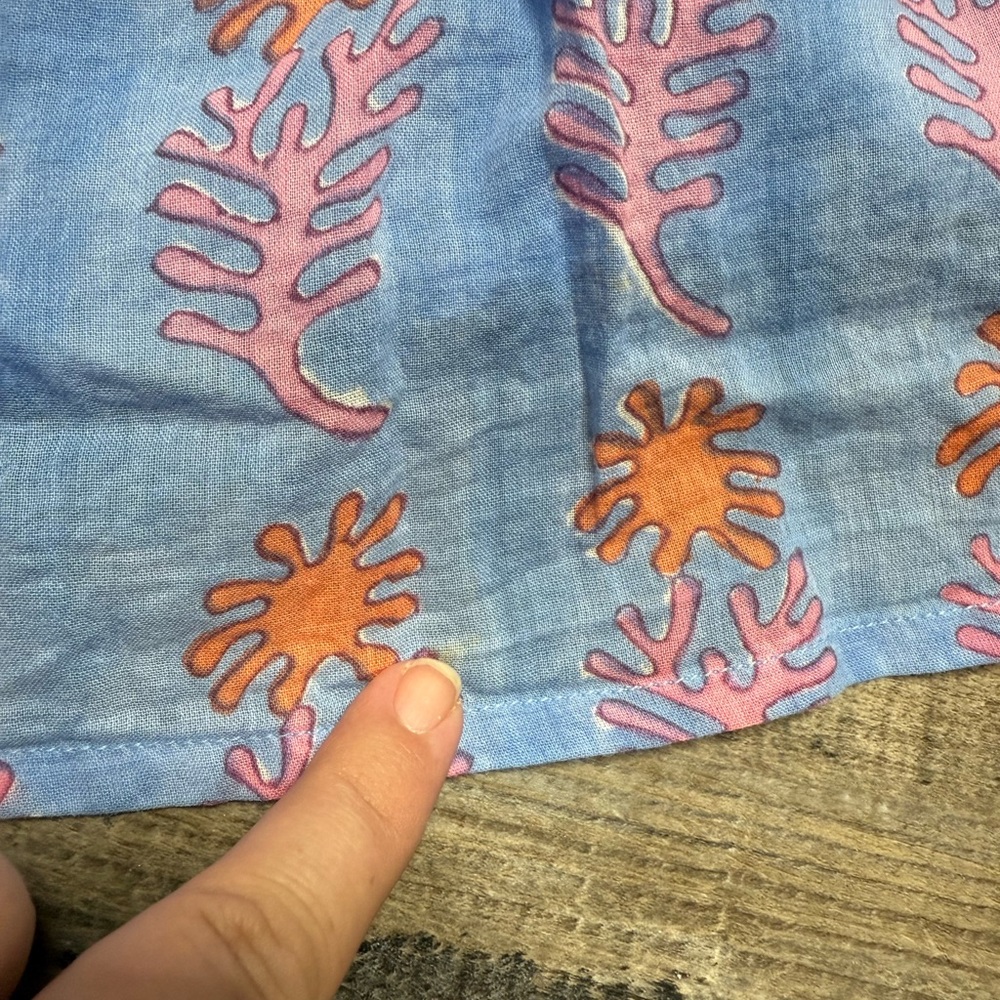 Oliphant Floral Blue and Orange Sleeveless Dress - Picture 9 of 11